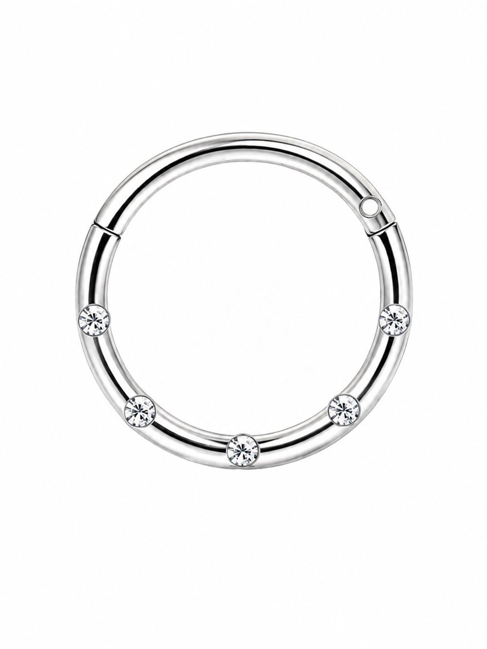 Clear CZ Hinged Clicker Hoop Ring 16G 8mm Stainless Steel